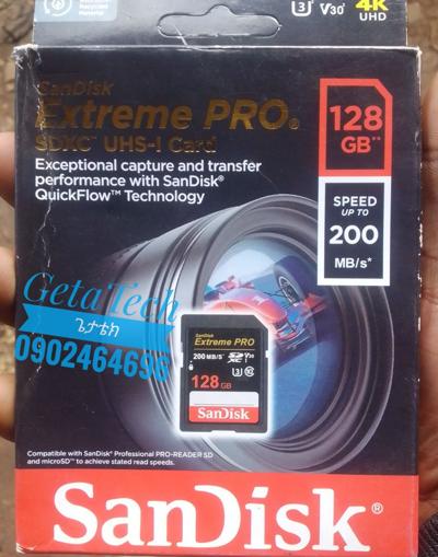 Sandisk Extreme Pro Memory Card 128 Gb Speed:Up To 200 Mb/S