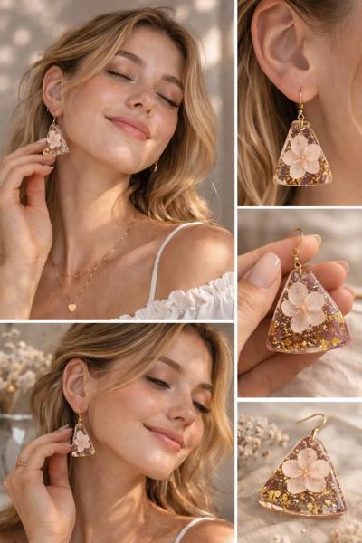Flower triangle earrings