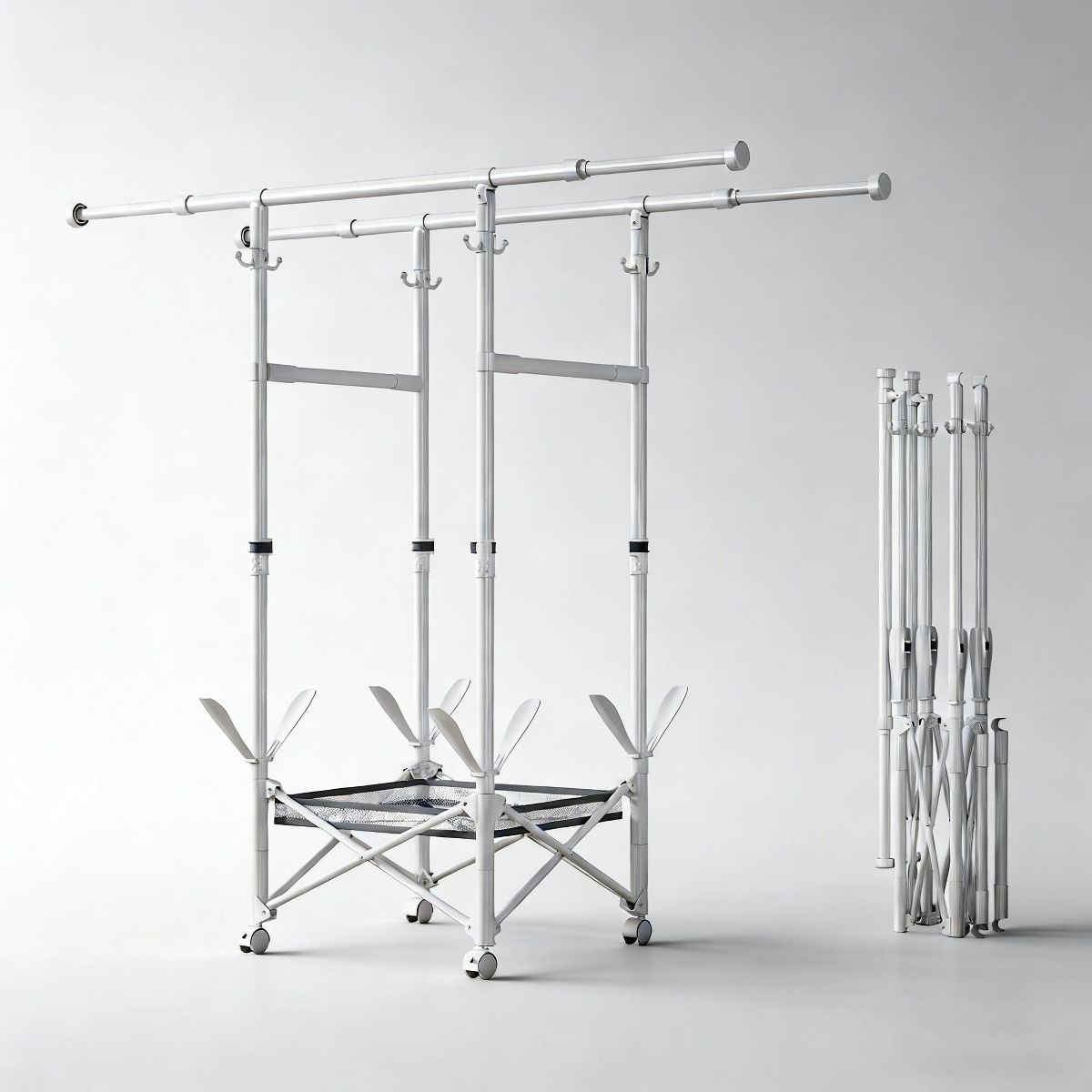 Double-rod metal drying rack የልብስ እና ጫማ መደርደሪያ