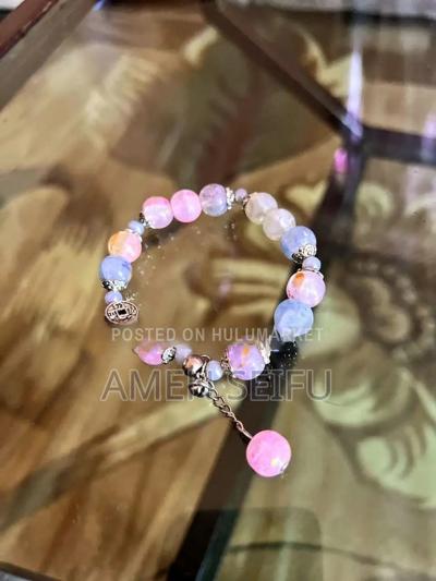 Elegant Pink Purple Beaded Charm Bracelet