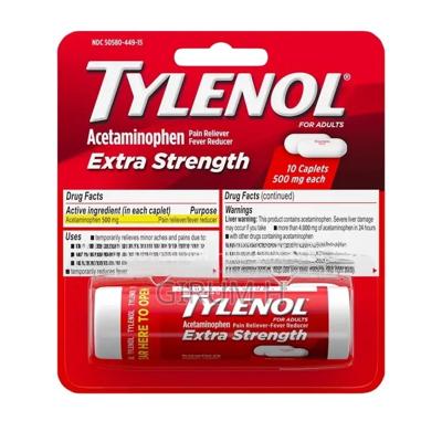 Tylenol Extra Strength Caplets, 500mg of Acetaminophen for Pain Relief