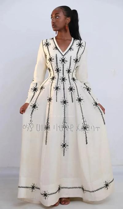 ባህላዊ ሀበሻ ቀሚስ Habesha Kemis