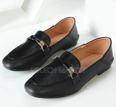 Black Leather Loafers Featuring