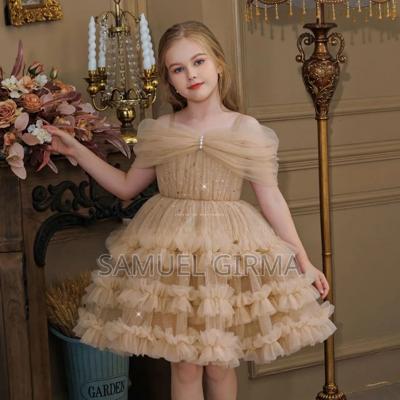 Mk- 0834 Princess Girls Cross-Border Trade Off-Shoulder Dress