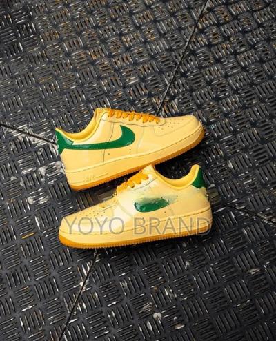 Nike Air Force 1 Low Qs "Topaz Gold" Glossy Yellow Upper / Pine Green