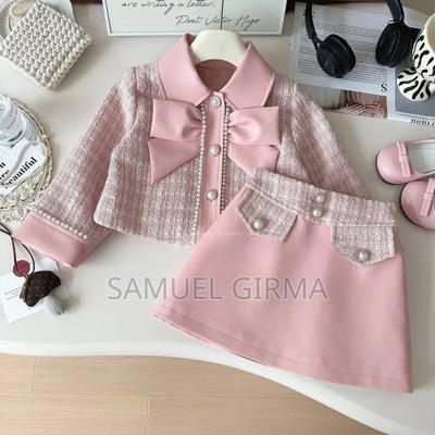 Mk- 0840 Bow Decor Girls Casual Skirt And Jacket