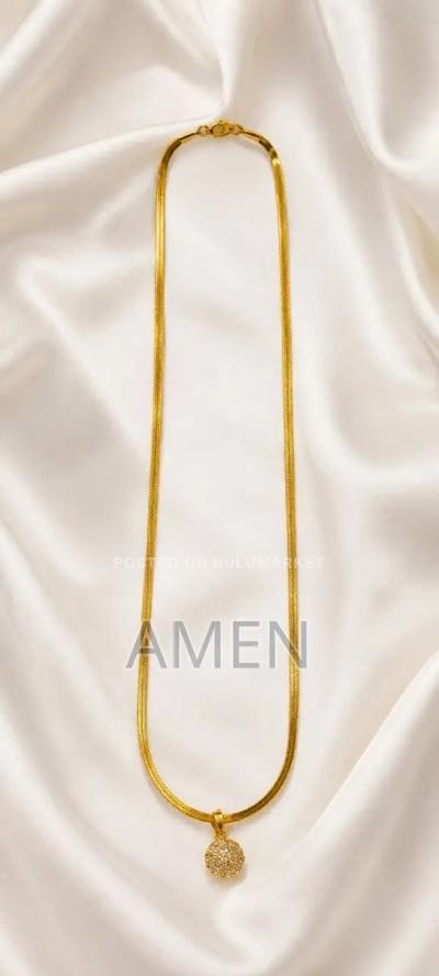 Gold Snake Chain Ball Pendant Necklace