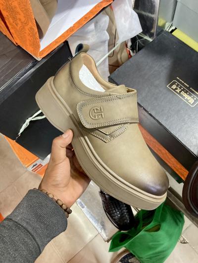 Tan Platform Monk Strap Shoes: