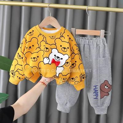 Cartoon Bear Printed Two-Piece Set