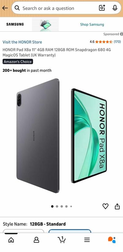 HONOR Pad X8a 11" 4GB RAM 128GB ROM Snapdragon 680 4G MagicOS Tablet (uk version)