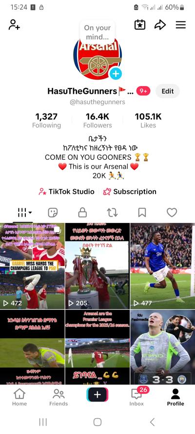አሪፍ የሆነ የTiktok Account  16k followers