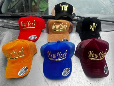Velvet "New York" Gold Trucker Caps: