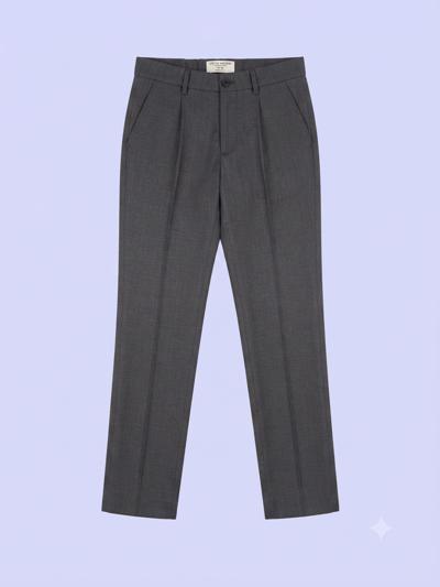 Classic Gray Suit Pants Flat Front Formal Business Casual Trousers Size
