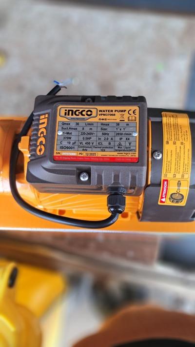 ኢንኮ (INGCO) 370W 0.5HP የቤት ውስጥ እና የጀርባ አትክልት ውሃ ፓምፕ (Water Pump)