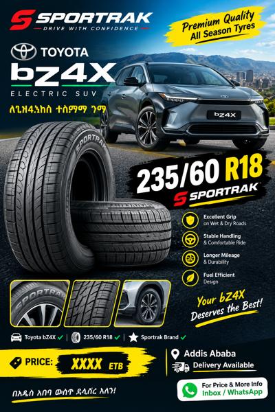 Toyota bZ4X Tyres 235/60 R18 | SPORTRAK Brand | Addis Ababa
